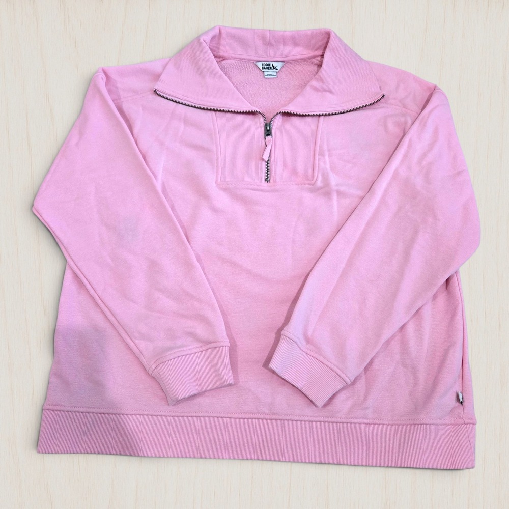 Eddie Bauer Womens Pink Quarter Zip Sweatshirt Mock Neck Pullover Large